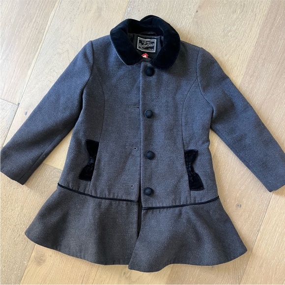 Vintage Rothschild little girls coat jacket velvet bow pocket and collar size 6 - Picture 1 of 11